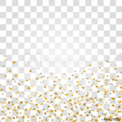 Gold stars falling confetti isolated on white transparent ...