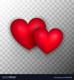 Two red hearts transparent background