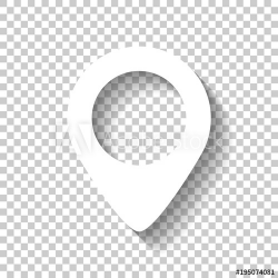 map label icon. White icon with shadow on transparent ...