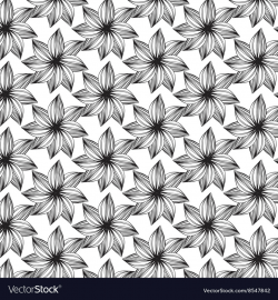Line flower pattern on transparent background