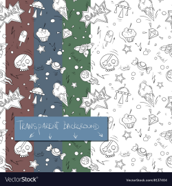 Doodle random objects transparent pattern