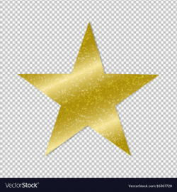 Golden star on transparent background