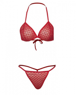 Buy Heart Net Semi -Transparent Bikini Set - Red at Online Shopping Store |  Farjazz.pk