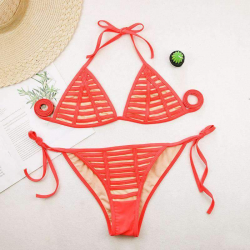 Netted Transparent with Tied Side Bikini Set Swimsuit