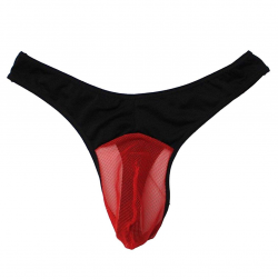 HP95(TM Men\'s Bikini Underwear,Mesh Ultra-Thin Transparent Thong Bikini  G-String (Black)