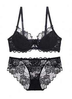 BU2H Women Plus Size Underwear Transparent Pure Color Lace ...