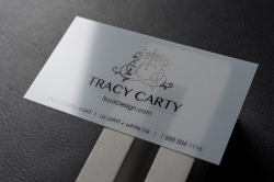 Elegant transparent plastic name card design – Tracy Carty