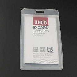 Bluemoona 5 Pcs - Hard Plastic ID Name Card Holder Badge Vertical Clear  Transparent Business Working Staff Cards (White)