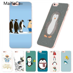 MaiYaCa Cute Penguin Transparent Phone Case for iPhone 8 7 6 6S Plus 5 5S  SE 5C Coque Shell