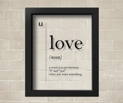 TRANSPARENT Funny Love Definition Print Valentines Gift ...