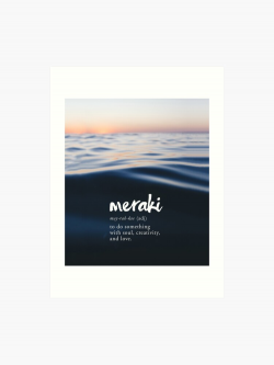 Meraki Definition - Creativity Quote - Ocean Sunset | Art Print