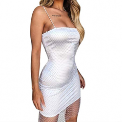 Amazon.com: Mesh Transparent Dress Womens Solid Stitching ...