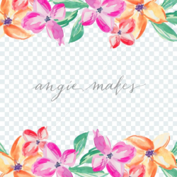 Colorful Watercolor Flower Border with Transparent Background