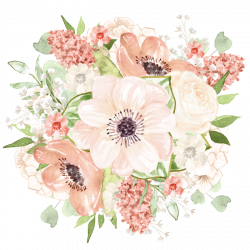 Elegant watercolor flowers cartoon transparent