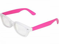 Details about Womens Anime Cosplay Fake White Nerd Glasses Neon Pink  Temples Clear Lens