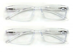2 Pairs Lightweight Transparent Frame Clear Rectangular Readers Reading  Glasses | eBay