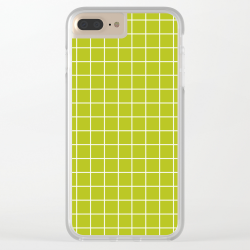 Acid Green - Green Color - White Lines Grid Pattern Clear iPhone Case