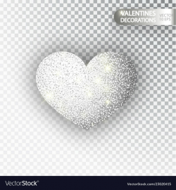 Heart silver glitter isoleted on transparent
