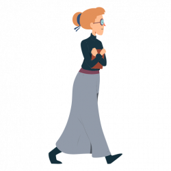 Woman polo neck skirt glasses book flat - Transparent PNG ...