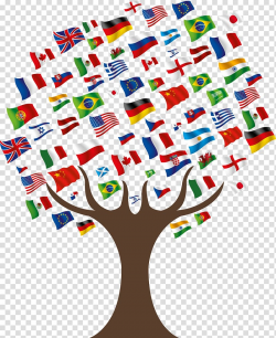 Tree flags illustration, United States International student ...