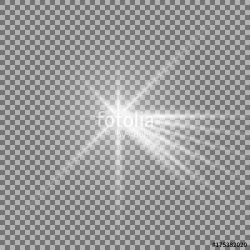 Light with a glare on transparent background, sun rays with ...