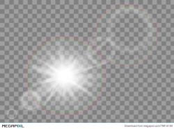 Sunlight Sun Sparkle With Lens Flare Effect On Transparent ...