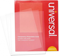 Universal 21011 Transparent Sheets, B&W Laser/Copier, Letter, Clear, 50/Pack