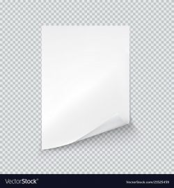 White sheet of paper on transparent background