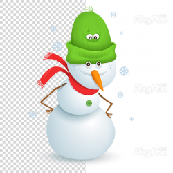 Snowman clipart on transparent background - Vector Illustration