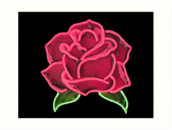 \'Neon Rose\' Art Print by Anjali Devjani