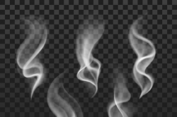 Transparent steam, cigarette smoke waves, fog texture vector ...