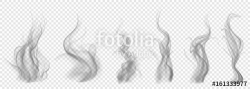 Set of translucent gray smoke on transparent background. For ...