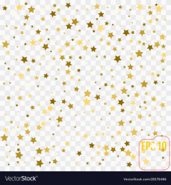 Frame of gold confetti gold stars on transparent