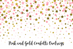 Pink and Gold Confetti Overlays, Transparent PNGs