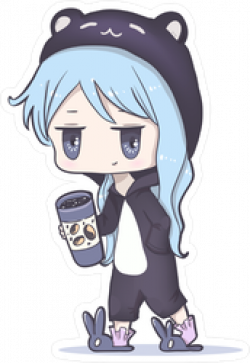 Kawaii Anime Girl with Big Eyes Sticker