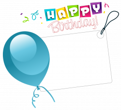 Happy Birthday Transparent Sticker with Blue Balloon ...
