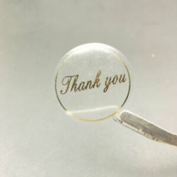Details about 50 Round transparent Gold Thank you Labels stickers  self-adhesive Packing Labels