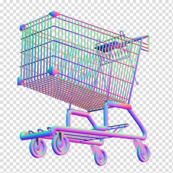 Multicolored wire shopping cart illustration against blue ...