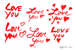 Watercolor Love You Text (PNG Transparent) | OnlyGFX.com