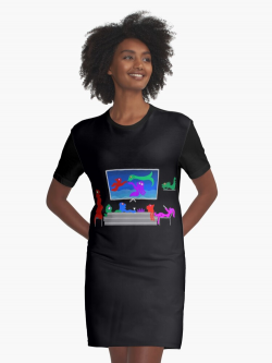 \'Happy Monsters Watching TV - Transparent Background \' Graphic T-Shirt  Dress by GretaMonster