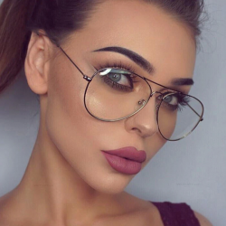 Classic Transparent Pilot Glasses Frame Women Metal Optical ...
