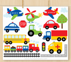 Transportation Clipart Combo