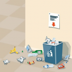 Littering Garbage around the Trash Bin Clipart Image | + ...