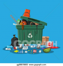 Clip Art Vector - Garbage bin full of trash. overflowing ...