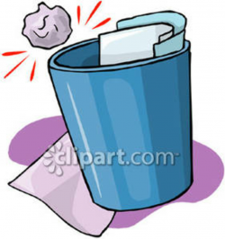 Office Trash Can Full of Paper - Royalty Free Clipart Picture