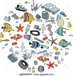 Vector Stock - Water pollution in the ocean. garbage and ...