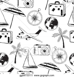 Vector Art - Doodle travel pattern. Clipart Drawing ...