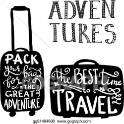 Vector Art - Travel inspiration quotes on case silhouette ...