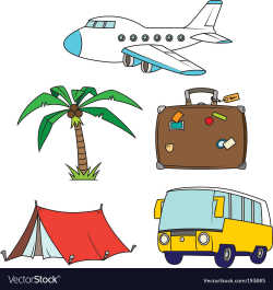 Holidays and travel clipart set
