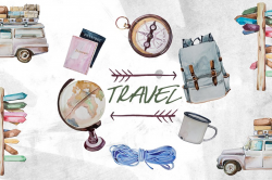 Watercolor Travel Clipart ~ Illustrations ~ Creative Market